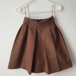 Delpozo checkered plaid wool skirt